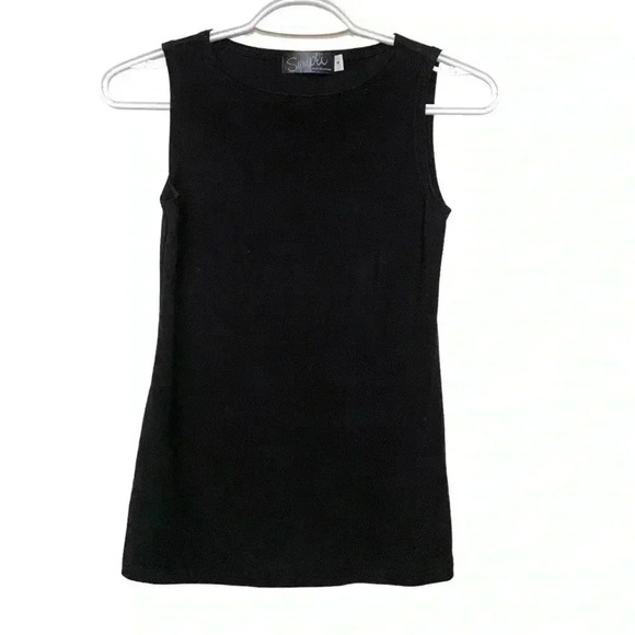 Simpli jersey knit  feel, black tank with stretch, wardrobe base piece - Picture 1 of 5